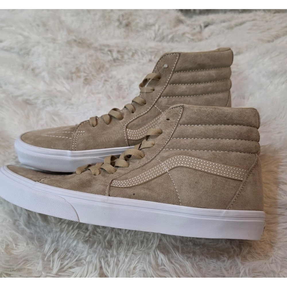 NWT Vans Sk8-Hi Pig Suede HeiQ Eco Dry Tan Khaki Sneakers Men 12 / Women 13.5